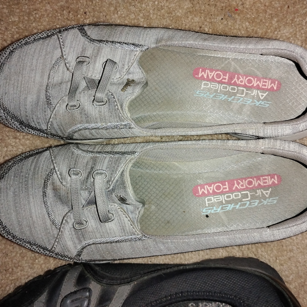 Skechers Black and Gray Casual Sneakers with Canvas Fabric